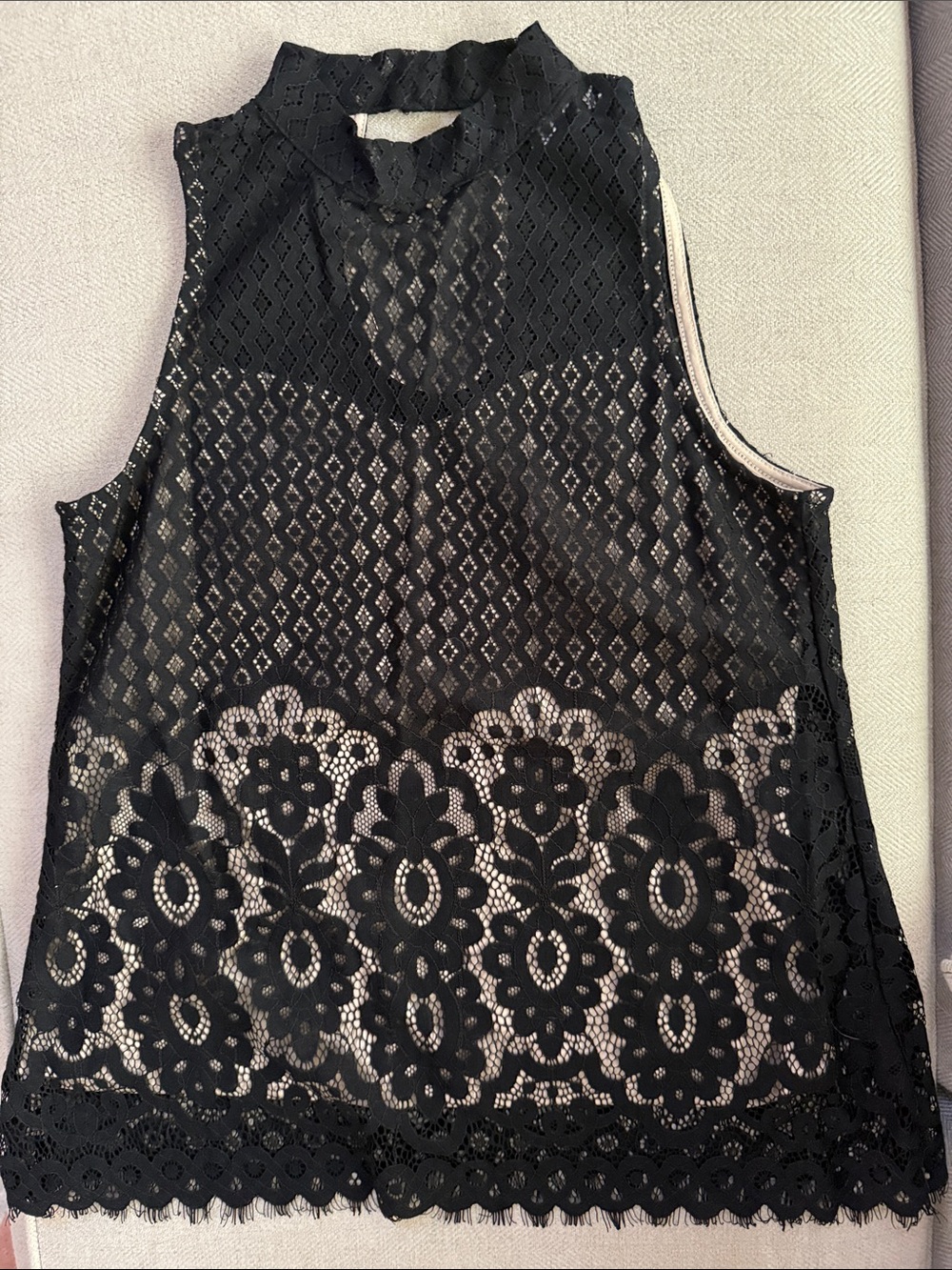 love, Fire Black Lace Sleeveless Mock Neck Camisole